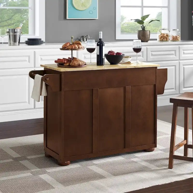 Îlot de cuisine Eleanor en bois naturel - 18p x 51.5l x 35.25h