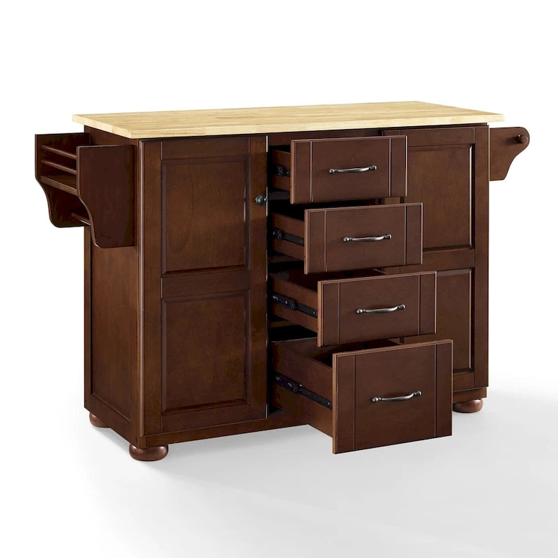 Îlot de cuisine Eleanor en bois naturel - 18p x 51.5l x 35.25h