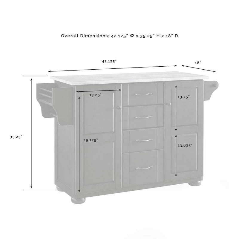 Îlot de cuisine Eleanor en bois naturel - 18p x 51.5l x 35.25h