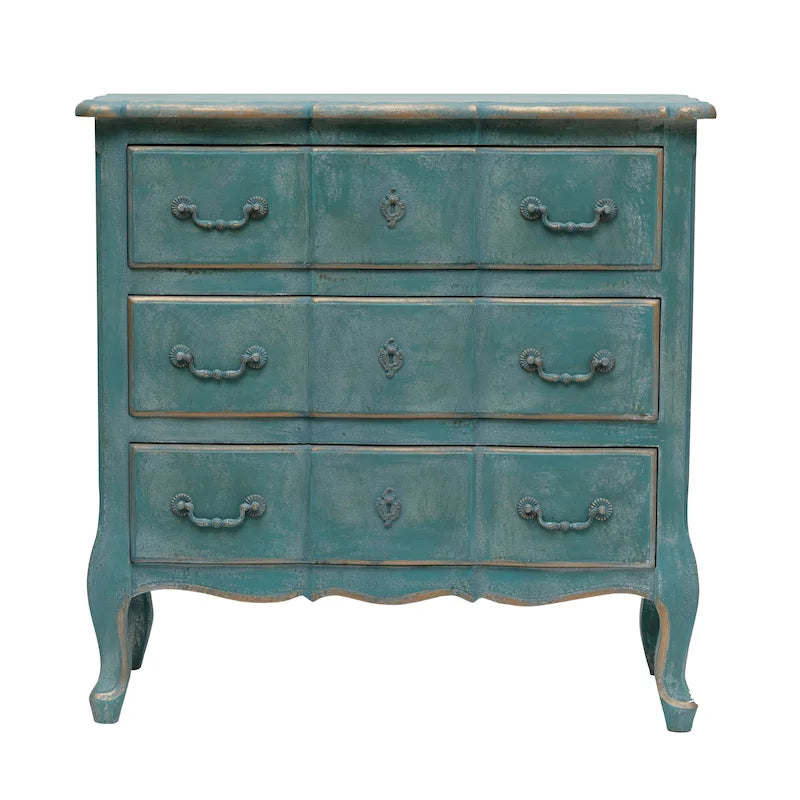 Commode en bois vieilli à 3 tiroirs