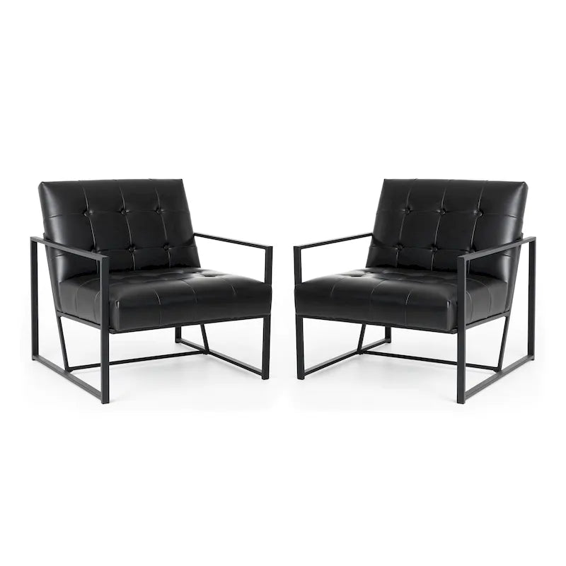 de 2 fauteuils d'appoint touffetés en similicuir de style Mid-Century 29,25W