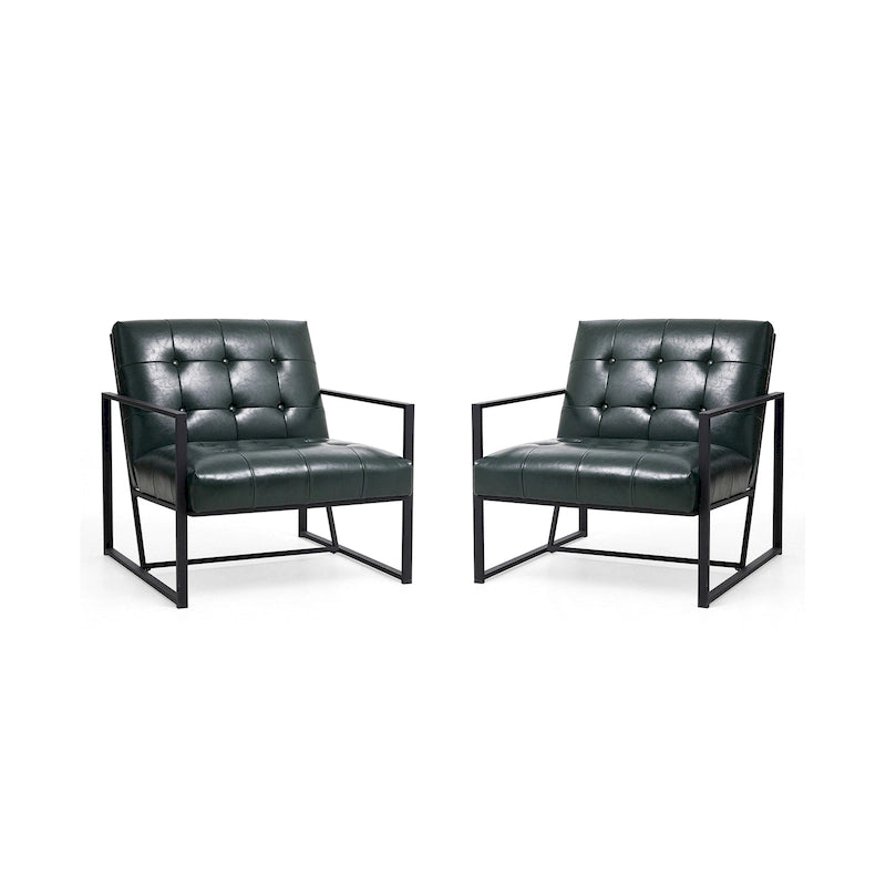 de 2 fauteuils d'appoint touffetés en similicuir de style Mid-Century 29,25W