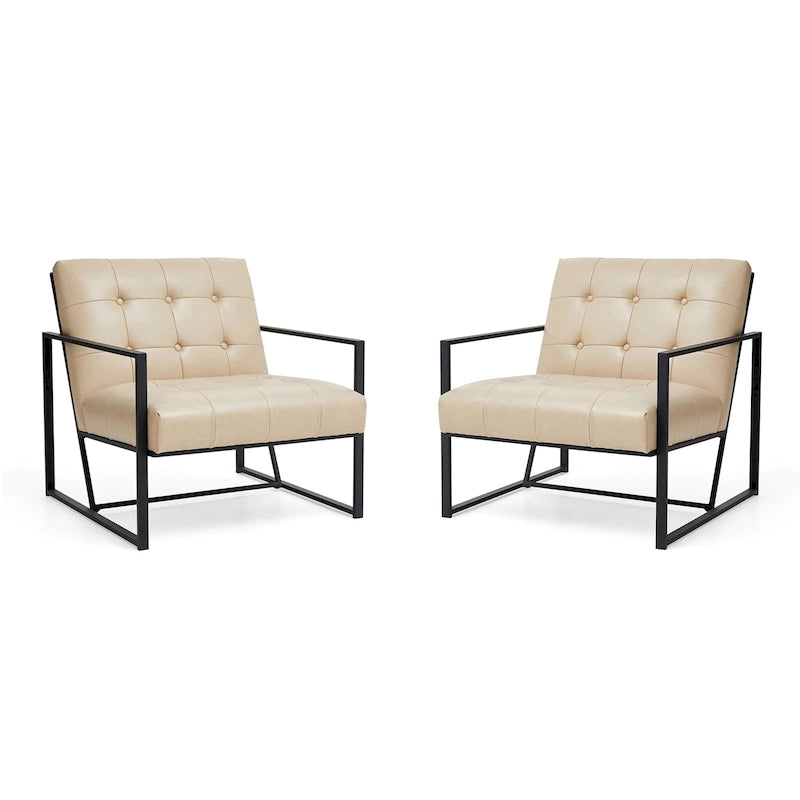 de 2 fauteuils d'appoint touffetés en similicuir de style Mid-Century 29,25W