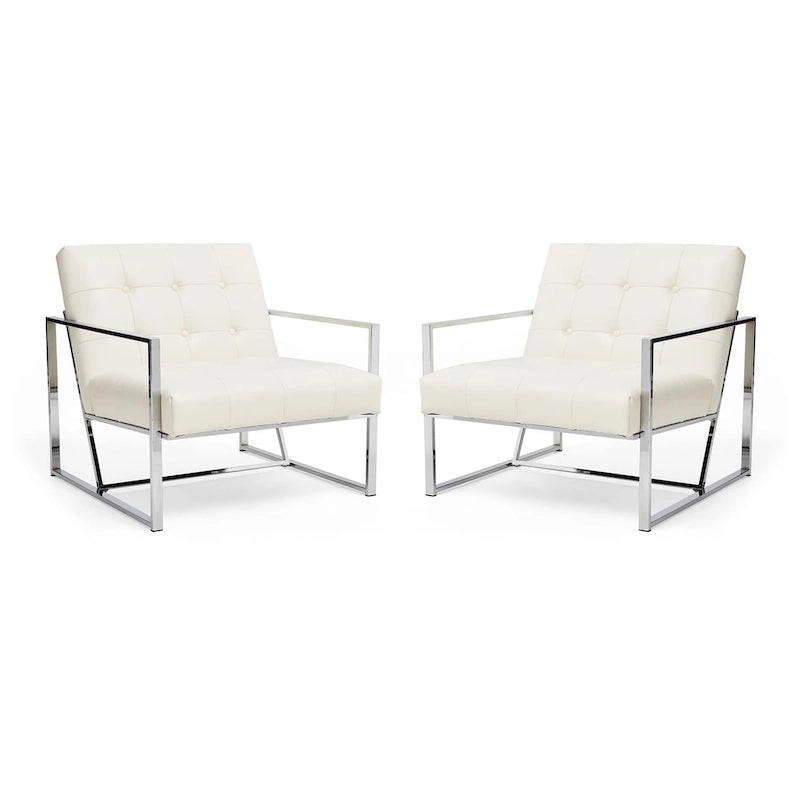 de 2 fauteuils d'appoint touffetés en similicuir de style Mid-Century 29,25W