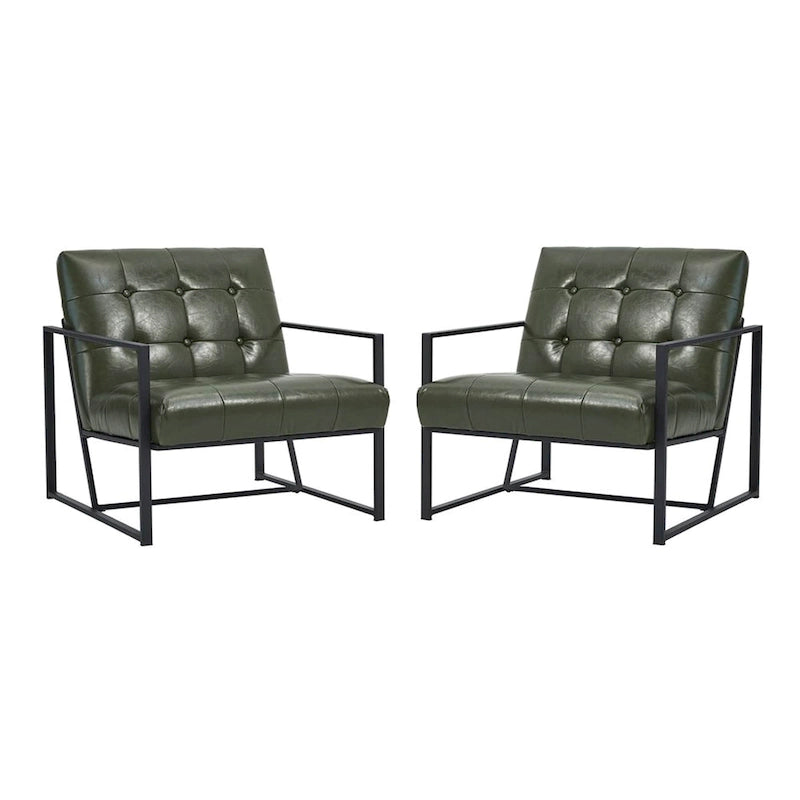 de 2 fauteuils d'appoint touffetés en similicuir de style Mid-Century 29,25W