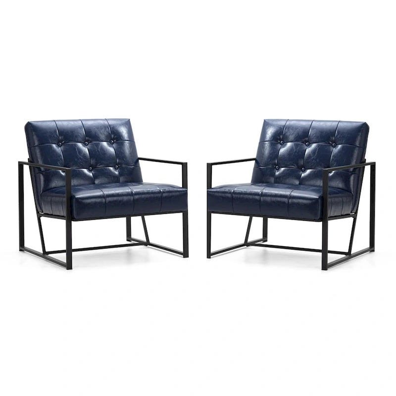 de 2 fauteuils d'appoint touffetés en similicuir de style Mid-Century 29,25W