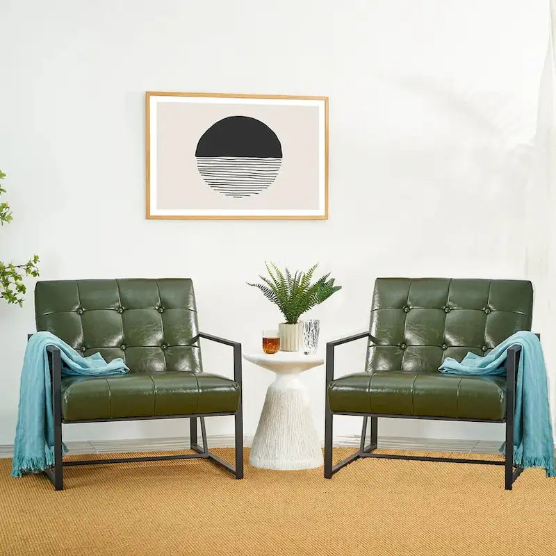 de 2 fauteuils d'appoint touffetés en similicuir de style Mid-Century 29,25W