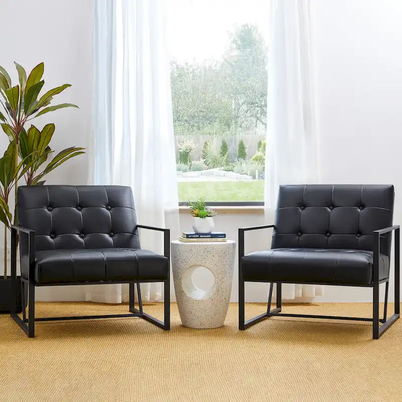 de 2 fauteuils d'appoint touffetés en similicuir de style Mid-Century 29,25W