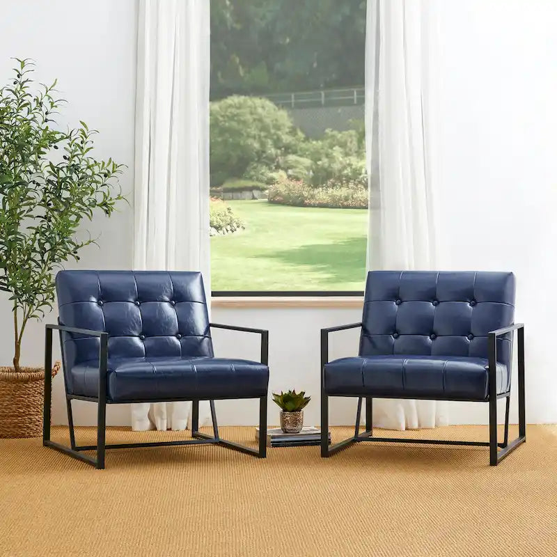 de 2 fauteuils d'appoint touffetés en similicuir de style Mid-Century 29,25W