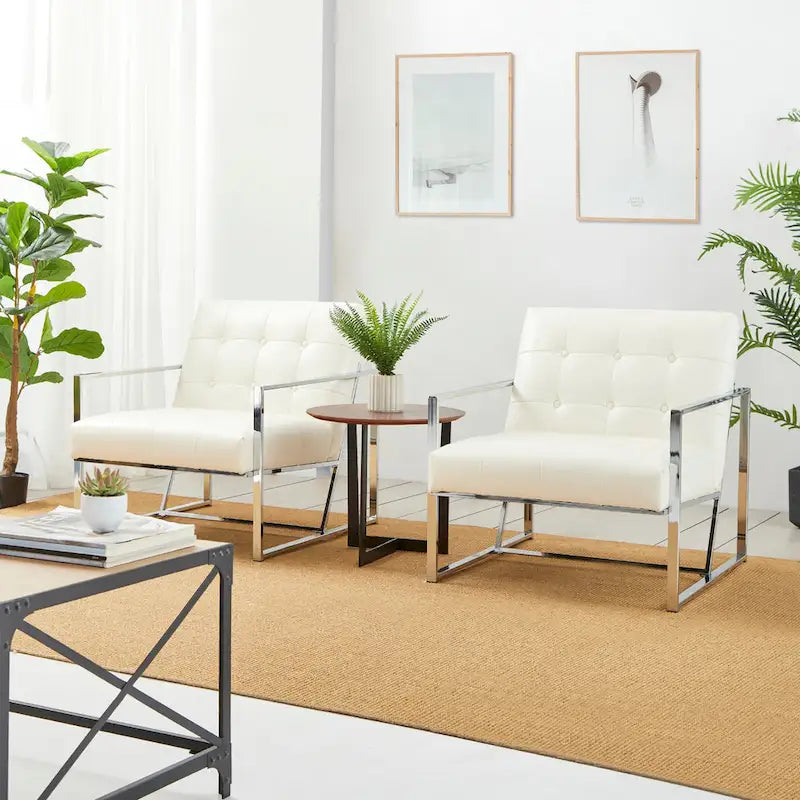 de 2 fauteuils d'appoint touffetés en similicuir de style Mid-Century 29,25W