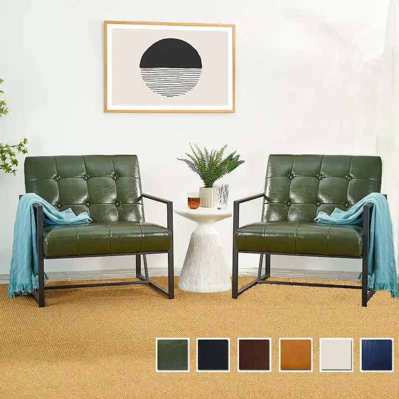 de 2 fauteuils d'appoint touffetés en similicuir de style Mid-Century 29,25W