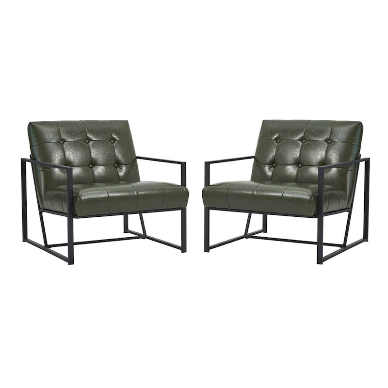 de 2 fauteuils d'appoint touffetés en similicuir de style Mid-Century 29,25W