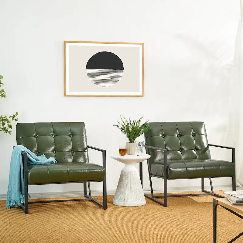 de 2 fauteuils d'appoint touffetés en similicuir de style Mid-Century 29,25W