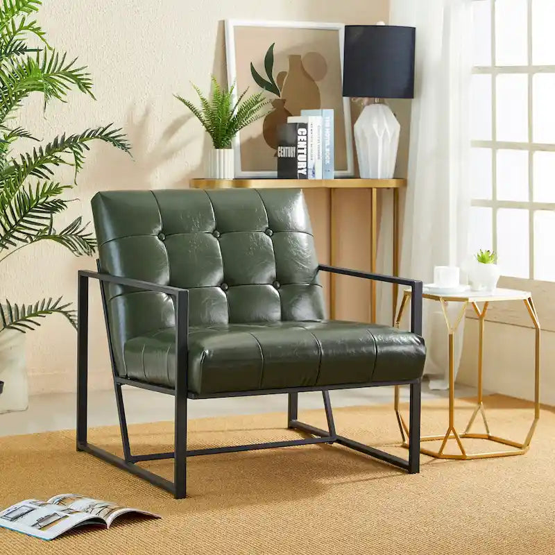 de 2 fauteuils d'appoint touffetés en similicuir de style Mid-Century 29,25W