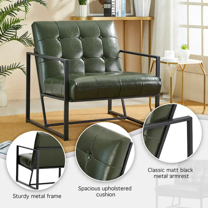 de 2 fauteuils d'appoint touffetés en similicuir de style Mid-Century 29,25W