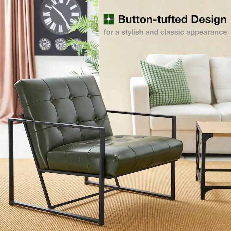 de 2 fauteuils d'appoint touffetés en similicuir de style Mid-Century 29,25W