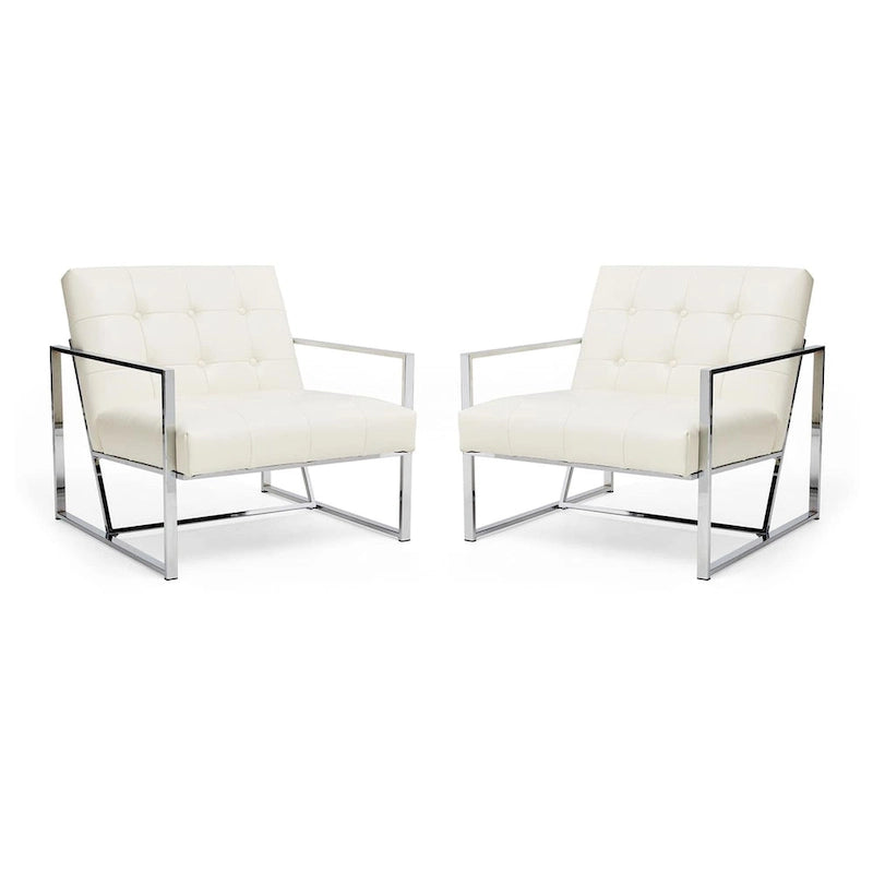 de 2 fauteuils d'appoint touffetés en similicuir de style Mid-Century 29,25W