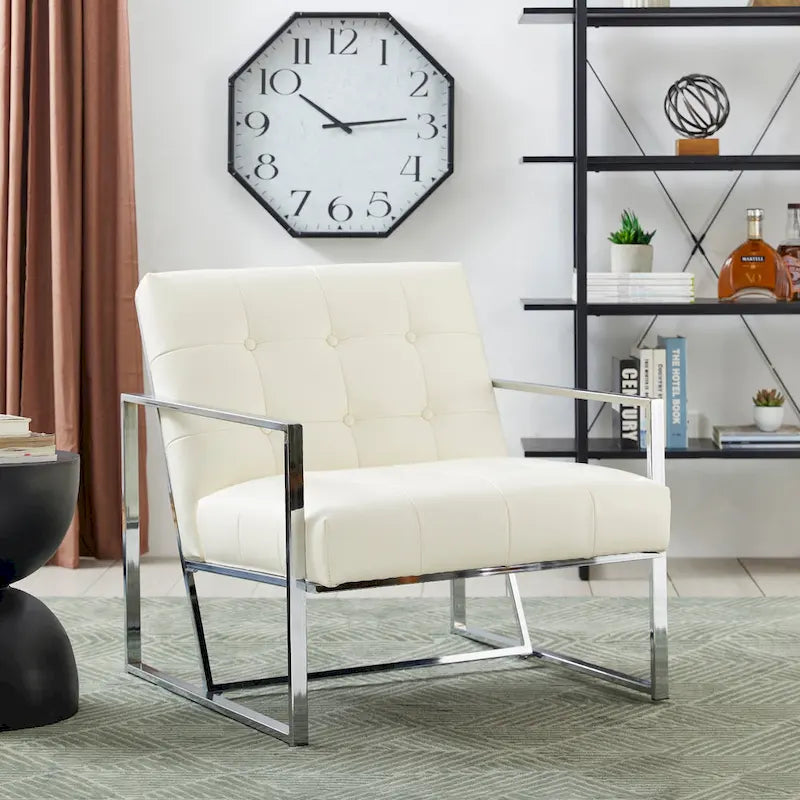 de 2 fauteuils d'appoint touffetés en similicuir de style Mid-Century 29,25W