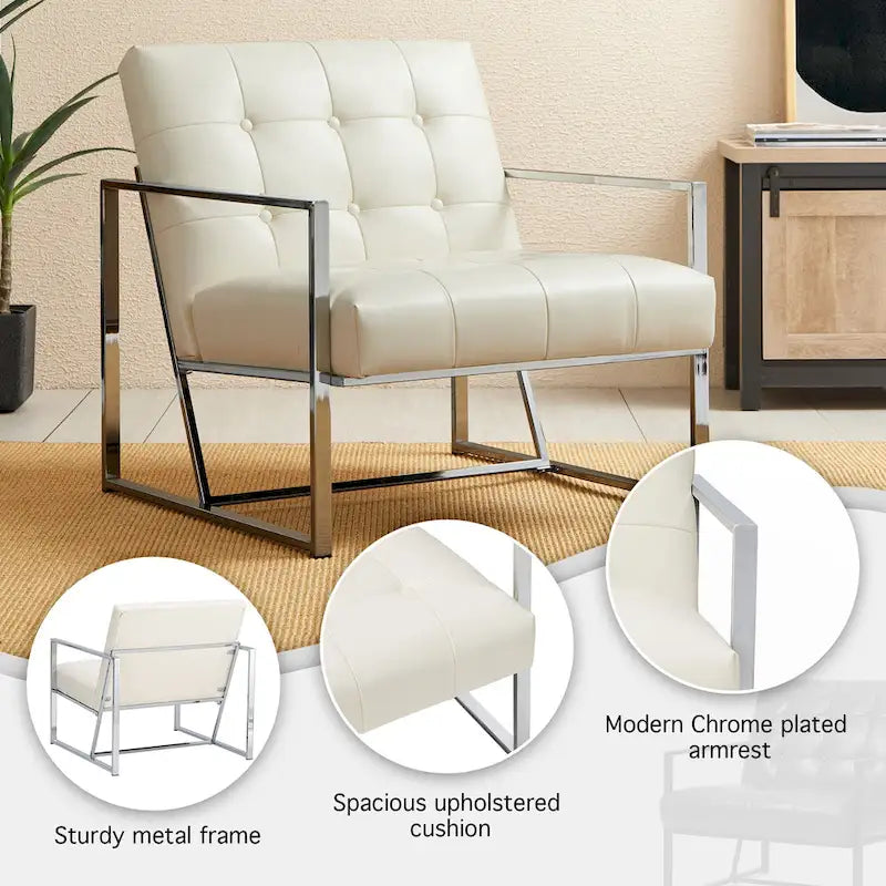 de 2 fauteuils d'appoint touffetés en similicuir de style Mid-Century 29,25W