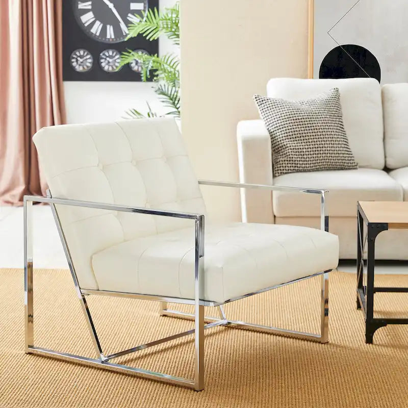 de 2 fauteuils d'appoint touffetés en similicuir de style Mid-Century 29,25W