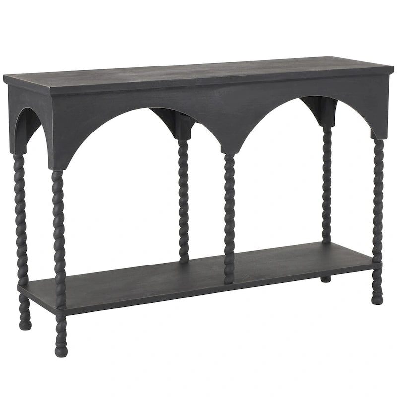 Wood Arched 1 Shelf Console Table - Black - 