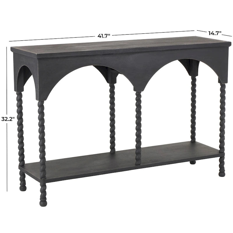 Console de table 1 étagère en bois avec arches - Noire -