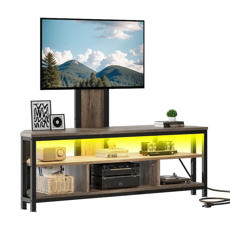 Meuble TV LED avec support, prise de courant et port USB pour TV jusqu'à 70 pouces