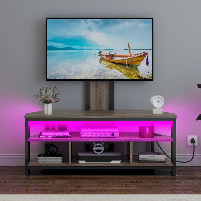 Meuble TV LED avec support, prise de courant et port USB pour TV jusqu'à 70 pouces