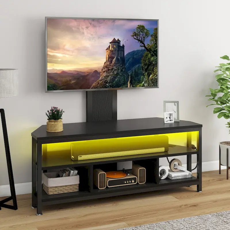 Meuble TV LED avec support, prise de courant et port USB pour TV jusqu'à 70 pouces