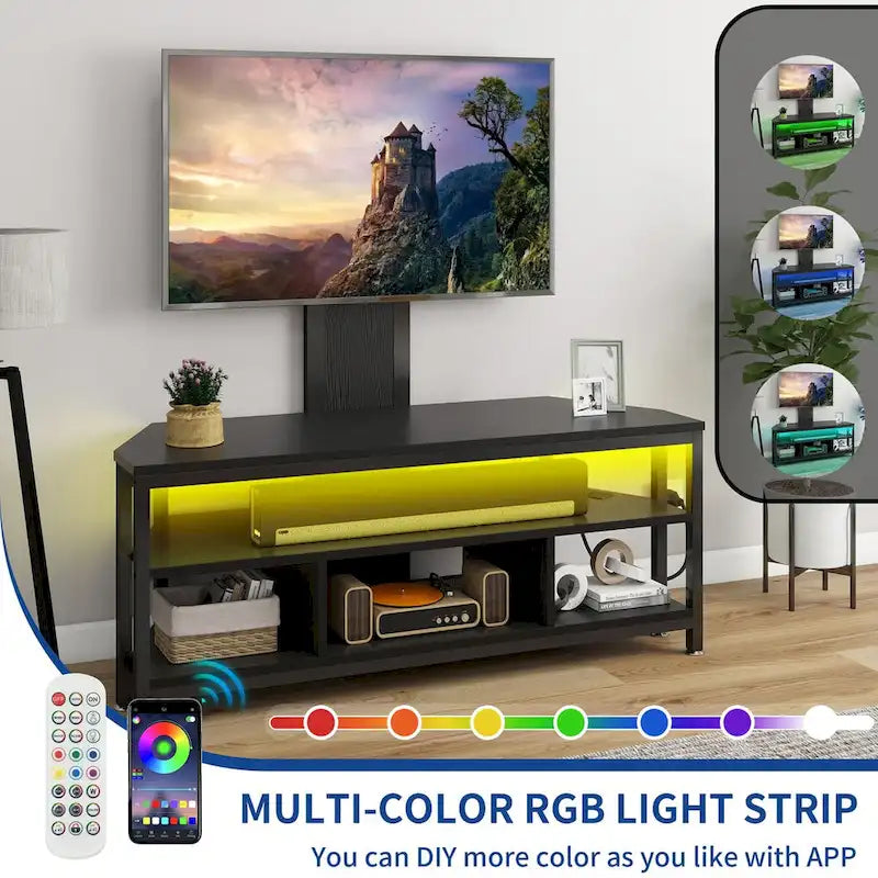 Meuble TV LED avec support, prise de courant et port USB pour TV jusqu'à 70 pouces