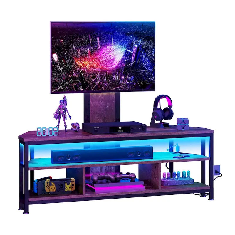 Meuble TV LED avec support, prise de courant et port USB pour TV jusqu'à 70 pouces